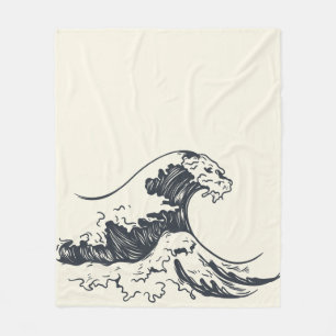 The Great Wave off Kanagawa illustration Fleece Blanket