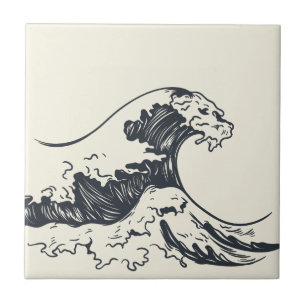 The Great Wave off Kanagawa illustration Tile
