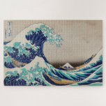 The Great Wave Off Kanagawa Japanese Woodblock Jigsaw Puzzle<br><div class="desc">This striking, iconic piece is "Kanagawa Oki Nami Ura" (The Wave, or, The Great Wave Off Kanagawa), by Katsushika Hokusai. This print is the most well-known of its series, "Thirty-six Views of Mount Fuji". An interesting thing to note is that due to the nature of Japanese woodblock art, slight differences...</div>