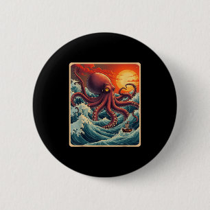 The Great Wave Off Kanagawa Octopus Retro Anime Ja 6 Cm Round Badge