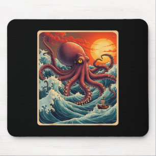 The Great Wave Off Kanagawa Octopus Retro Anime Ja Mouse Pad