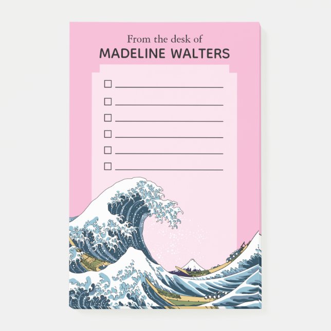 The Great Wave off Kanagawa Personalised Checklist Post-it Notes (Front)