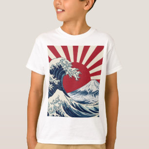 The Great Wave off Kanagawa & rising sun flag T-Shirt