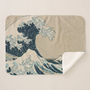 The Great Wave off Kanagawa Sherpa Blanket