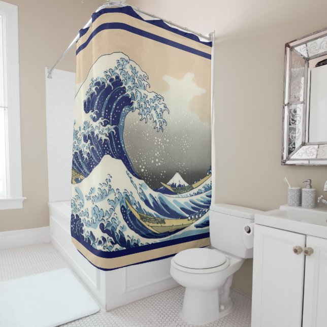 The Great Wave Off Kanagawa Shower Curtain (In Situ)