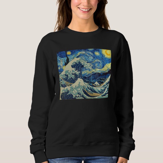 The Great Wave off Kanagawa Starry Night Sweatshirt (Front)