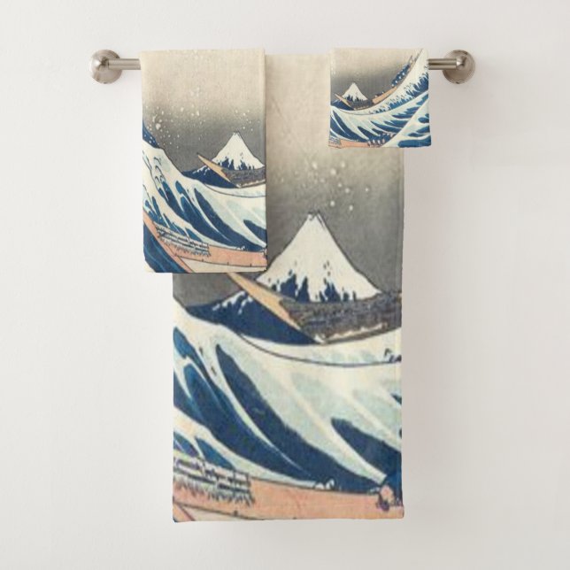 The Great Wave off Kanagawa Ukiyo-e Japanese Bath Towel Set (Insitu)