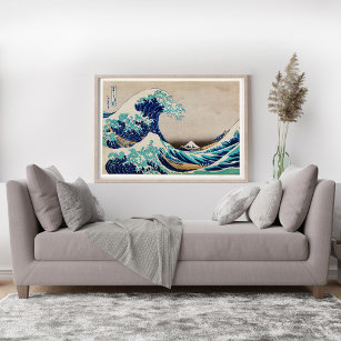 The Great Wave off Kanagawa vintage illustration Poster
