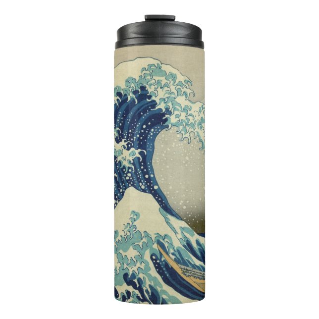 The Great Wave off Kanagawa: Woodblock Print Thermal Tumbler (Front)