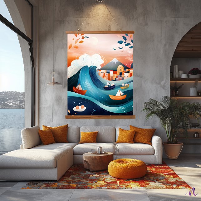 The Great Wave Reimagined: Modern Elegance Hanging Tapestry (Creator Uploaded)