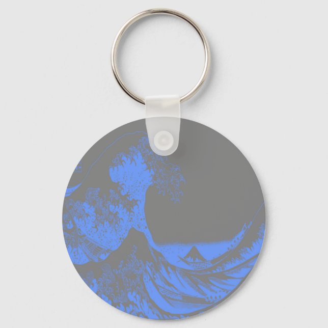 The Great Wave Seafoam Blue & Grey Key Ring (Front)