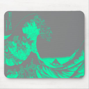 The Great Wave Seafoam Green & Grey Mouse Pad