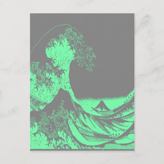 The Great Wave Seafoam Green & Grey Postcard (Front)