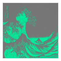 The Great Wave Seafoam Green & Grey Poster