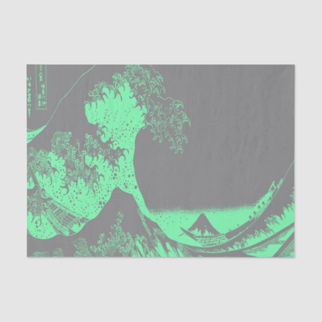 The Great Wave Seafoam Green & Grey Tissue Paper (Front)