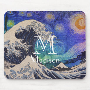 The Great Wave Starry Night Mouse Pad
