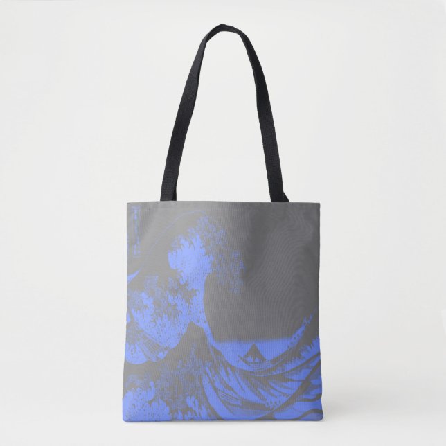 The Great Wave Tote Bag Blue & Grey (Front)