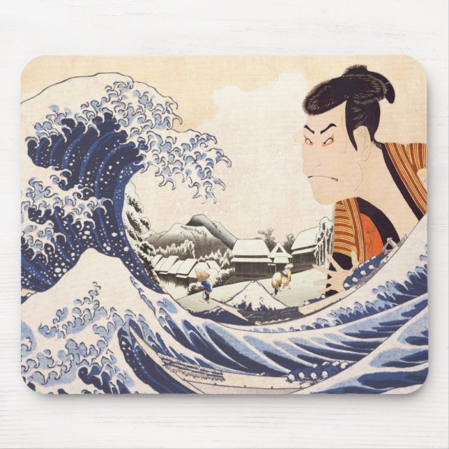 The Great Wave Ukiyoe Collages Mouse Pad (Front)