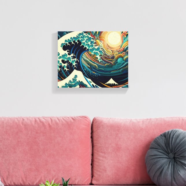 The Great Wave, wave off Kanagawa v1 Canvas Print (Insitu(LivingRoom))
