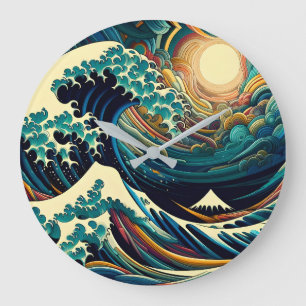 The Great Wave, wave off Kanagawa v1 Large Clock