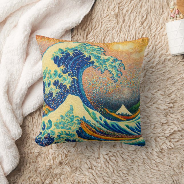 The Great Wave, wave off Kanagawa v2 Cushion (Blanket)
