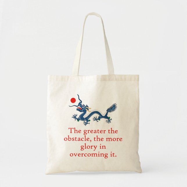 The Greater The Obstacle - Perseverance Quote Tote Bag (Front)