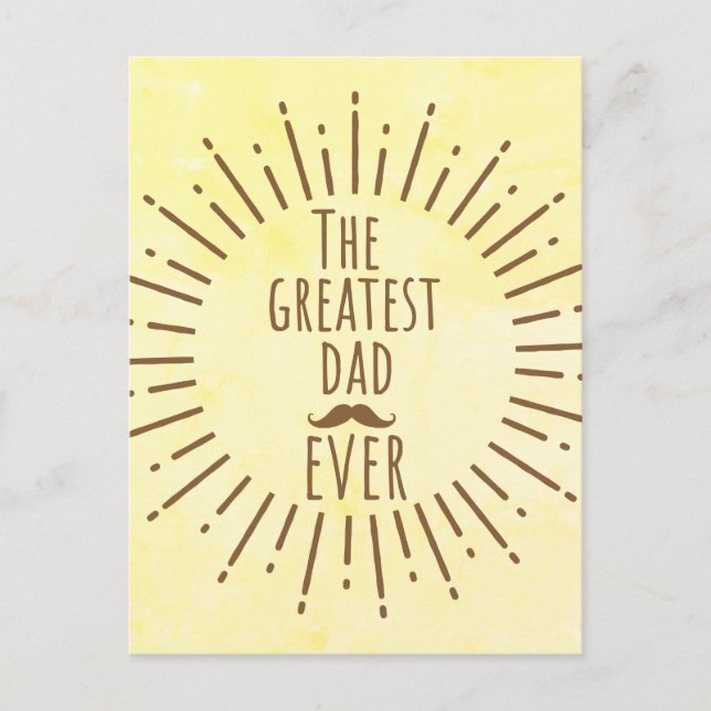 The Greatest Dad Ever Vintage Moustache  Postcard (Front)