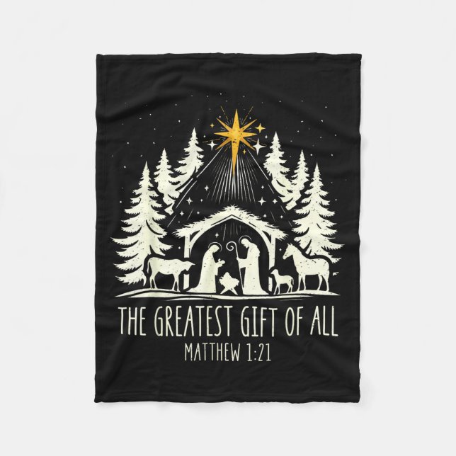 The Greatest Gift For All Christmas Nativity Jesus Fleece Blanket (Front)