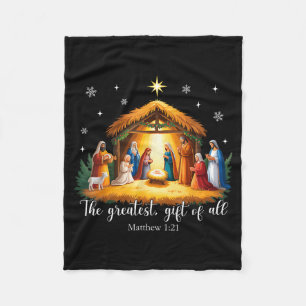 The Greatest Gift For All Christmas Nativity Jesus Fleece Blanket