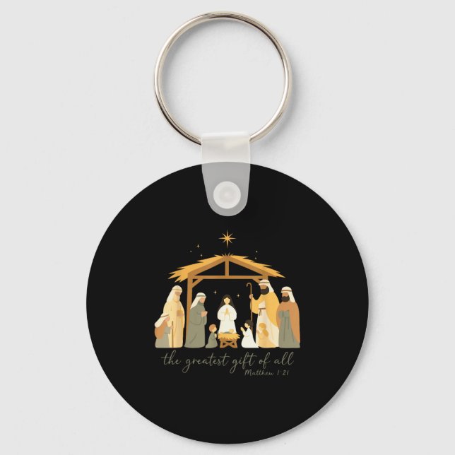 The Greatest Gift For All Christmas Nativity Jesus Key Ring (Front)