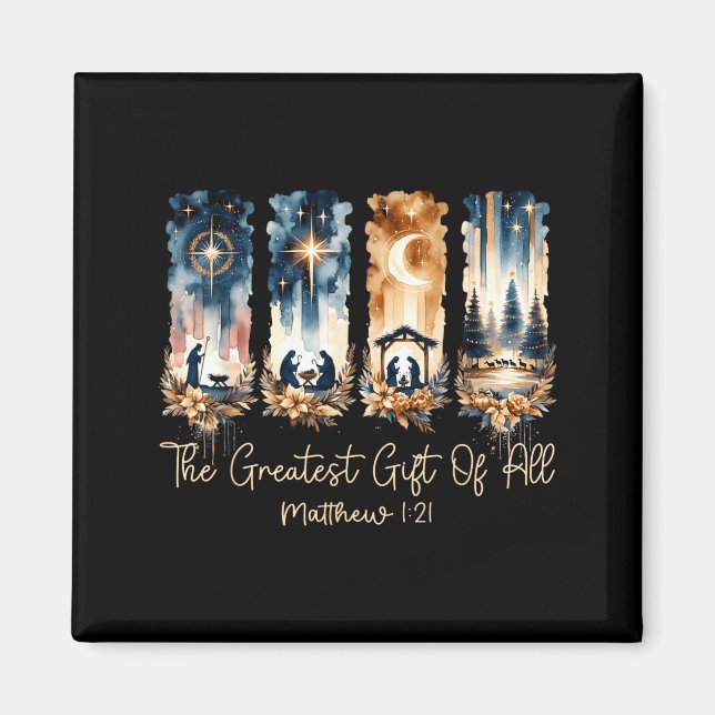 The Greatest Gift For All Christmas Nativity Jesus Magnet (Front)