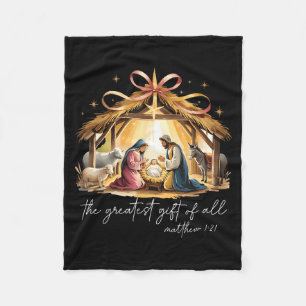 The Greatest Gift Of All Christmas Jesus Christian Fleece Blanket