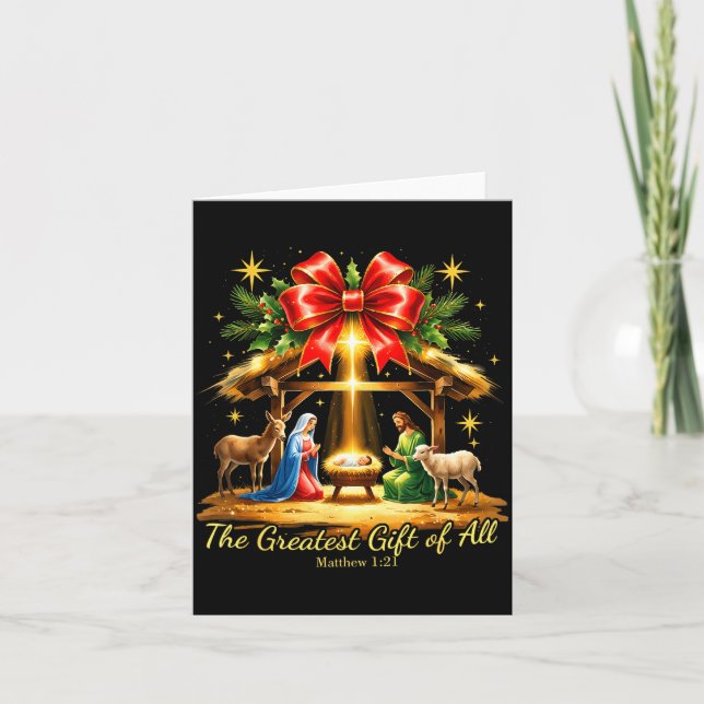The Greatest Gift Of All Nativity Christian Christ Card (Front)