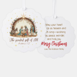 The Greatest Gift of All” Nativity Tree Decoration Card