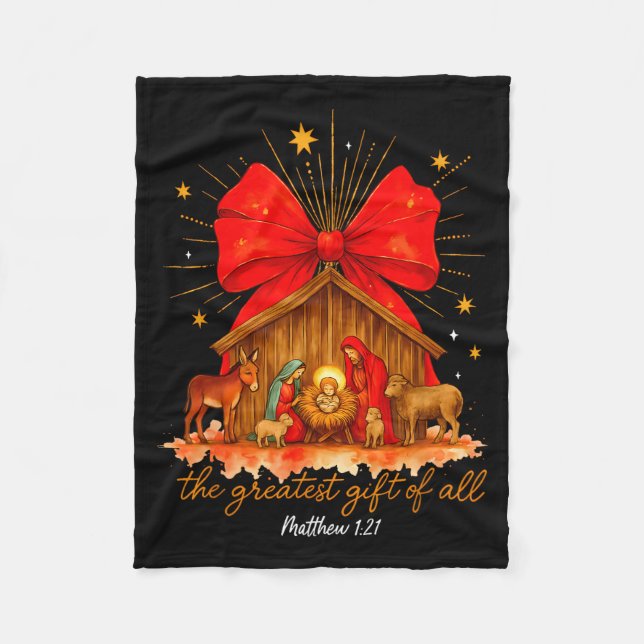 The Greatest Of All Christmas Nativity Scene Jesus Fleece Blanket (Front)