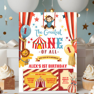 The Greatest ONE circus Birthday Invitation