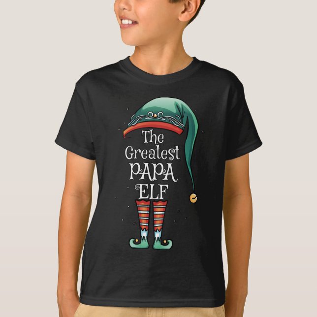 The Greatest Papa Elf Matching Family Christmas Pa T-Shirt (Front)