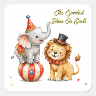 The Greatest Show On Earth Kids Birthday Party Square Sticker