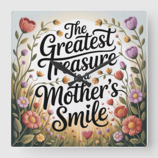 The Greatest Treasure Is A Mother's Smile Square Wall Clock