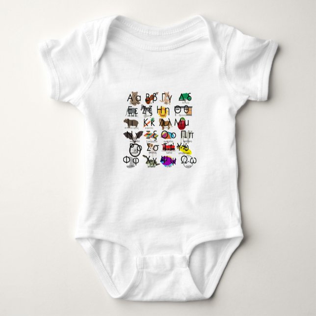 The Greek Alphabet Letters Words & Pictures Baby Bodysuit (Front)