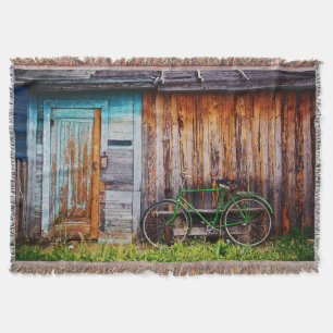 The Green Bicycle 1 Throw Blanket