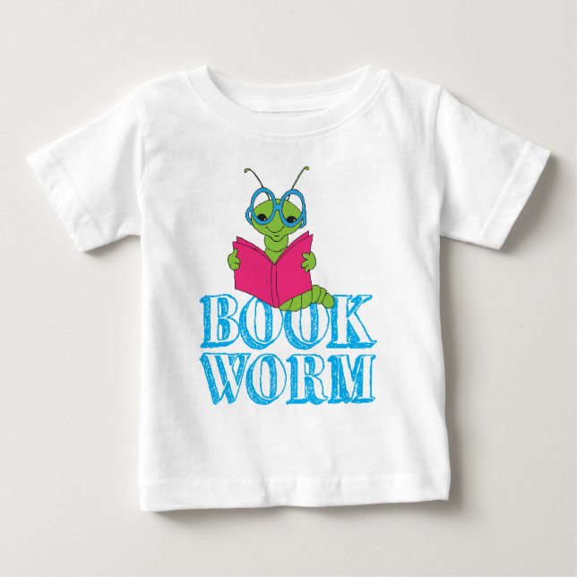 The Green Brilliant Cartoon Bookworm Book Worm Baby T-Shirt (Front)