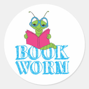 The Green Brilliant Cartoon Bookworm Book Worm Classic Round Sticker