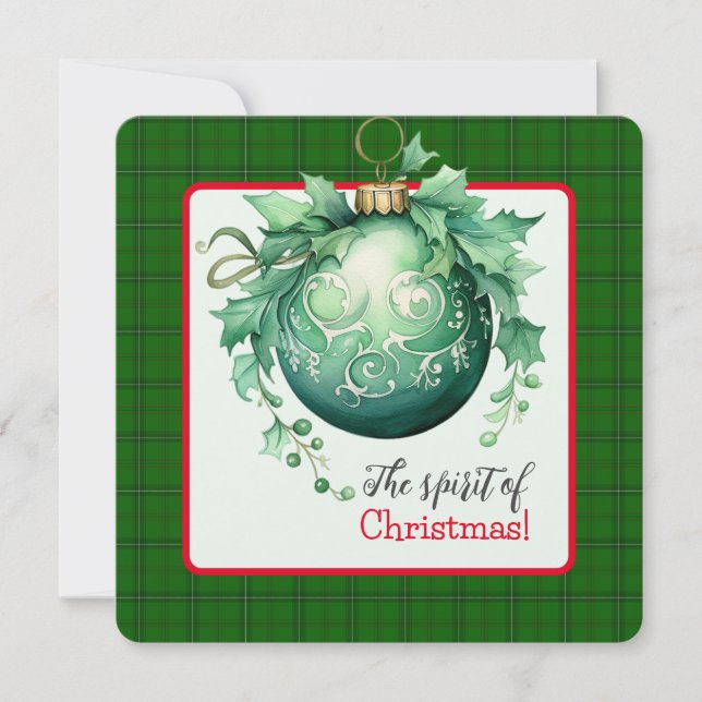 The Green Christmas Ball Card (Front)