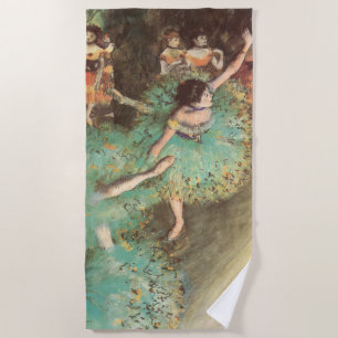 The Green Dancer by Edgar Degas, Vintage Ballet Beach Towel