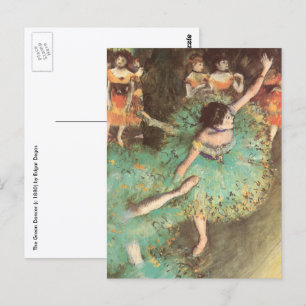 The Green Dancer by Edgar Degas, Vintage Ballet Postcard