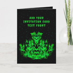 The green Flame Monster in The Starlight Sky Invitation