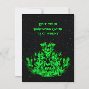 The green Flame Monster in The Starlight Sky RSVP Card