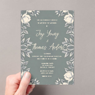 The Green French Garden Acrylic Wedding Invitation