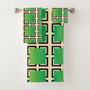The Green Gradient Squares  Bath Towel Set